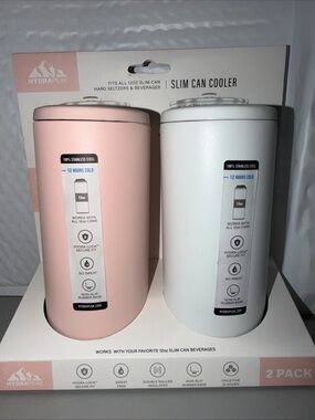 HydraPeak Slim Can Cooler 2-Pack in Blush Pink & White